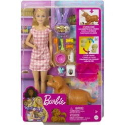 Barbie Muñeca Rubia Perritos Recién Nacidos