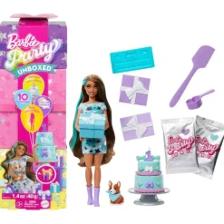 Barbie Party Unboxed Muñeca Azul con 10 Sorpresas