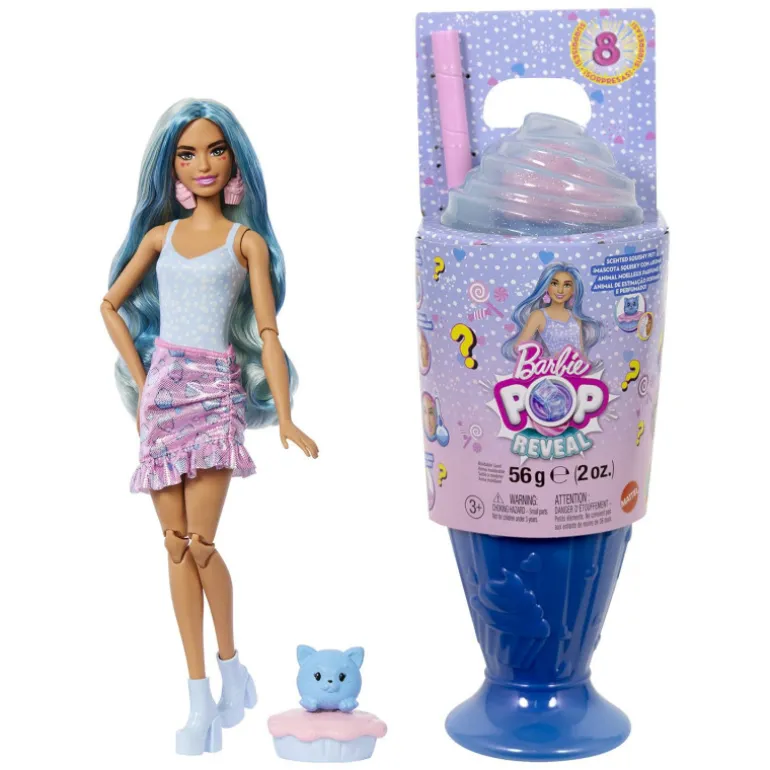 Barbie Pop Reveal Colección Dulces Muñeca Cool Cupcake y Mascota