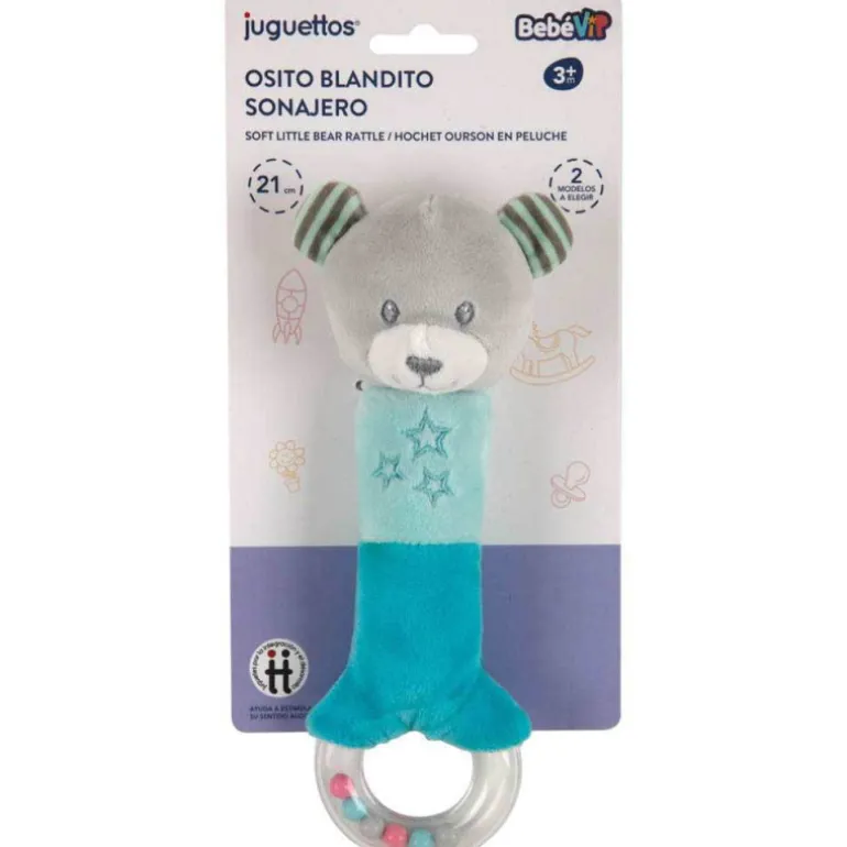 Bebé Vip Osito Blandito Sonajero Azul