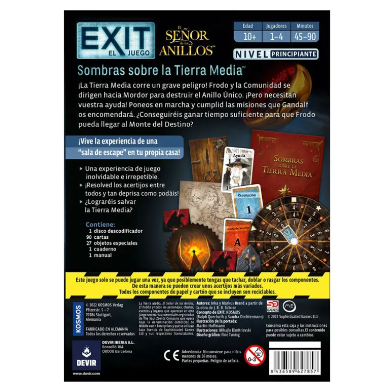 Devir Exit El Señor De Los Anillos Juego de Mesa