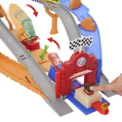 Disney Pixar Cars Circuito de Carreras de Rescate de la Serie Rescate a Toda Máquina con 4 Coches