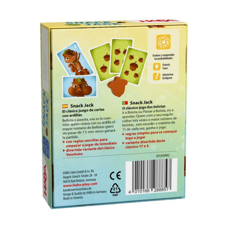 Haba Snack Jack Merienda de Bellotas Juego de Cartas