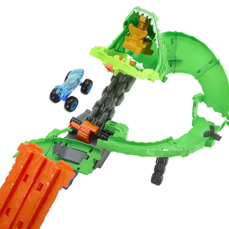 Hot Wheels Monster Trucks Conjunto Destrucción del Dragón Serie Sharks Vs Dinos