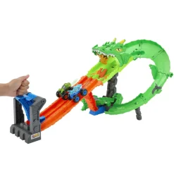 Hot Wheels Monster Trucks Conjunto Destrucción del Dragón Serie Sharks Vs Dinos