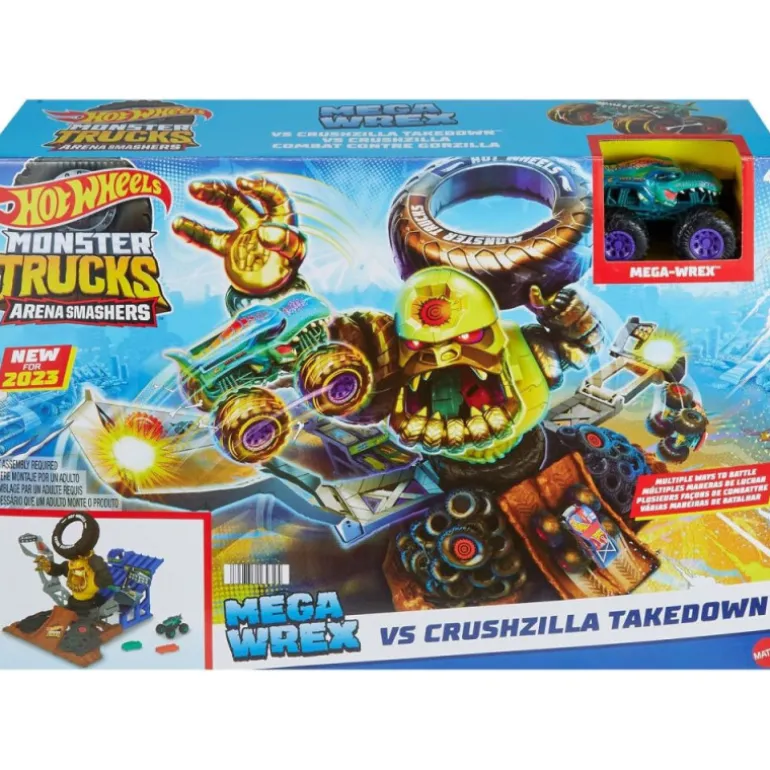 Hot Wheels Monster Trucks Arena Smashers Mega Wrex Vs Crushzilla Takedown