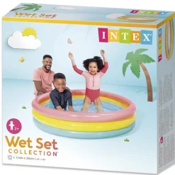 INTEX Piscina Hinchable 3 Aros con Suelo Acolchado 114 x 25 cm