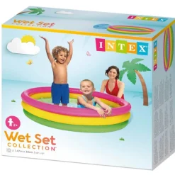 INTEX Piscina Hinchable 3 Aros con Suelo Acolchado 147 x 33 cm