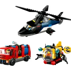 LEGO City Great Vehicles Remix: Helicóptero, Camión de Bomberos y Submarino - 60462