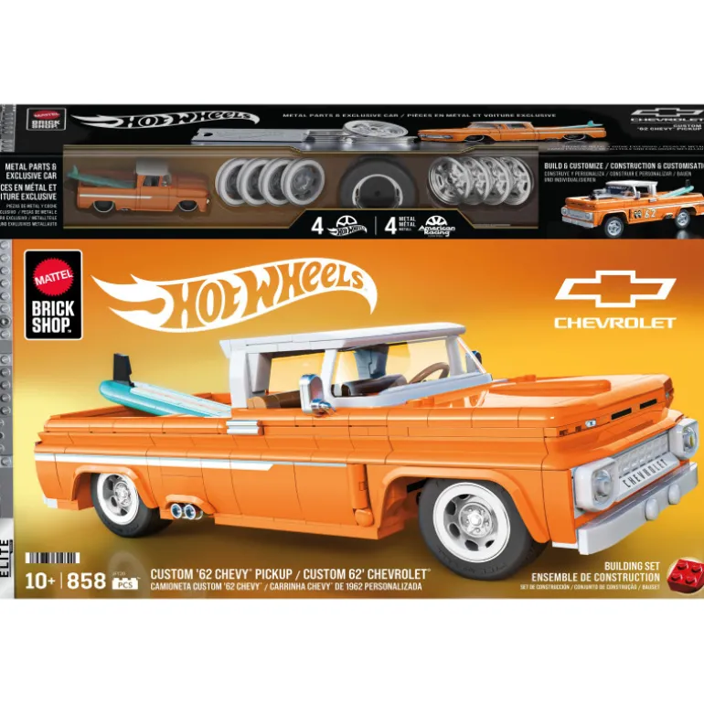 Mattel Brick Shop Hot Wheels Camioneta Custom 62 Chevy con 858 piezas