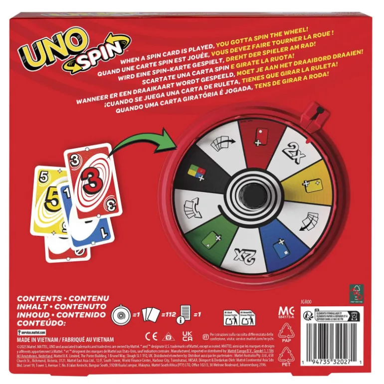 Mattel Games UNO Spin Juego de Cartas con Ruleta