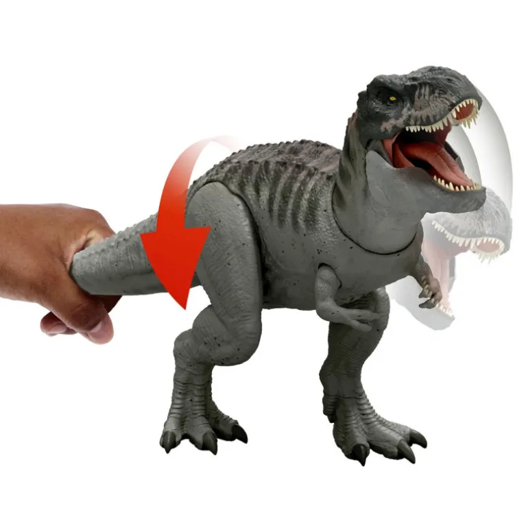 Mattel Jurassic World Rebirth Figura de Tiranosaurio Rex Power Devour con Luces, Sonidos y Mordiscos Continuos