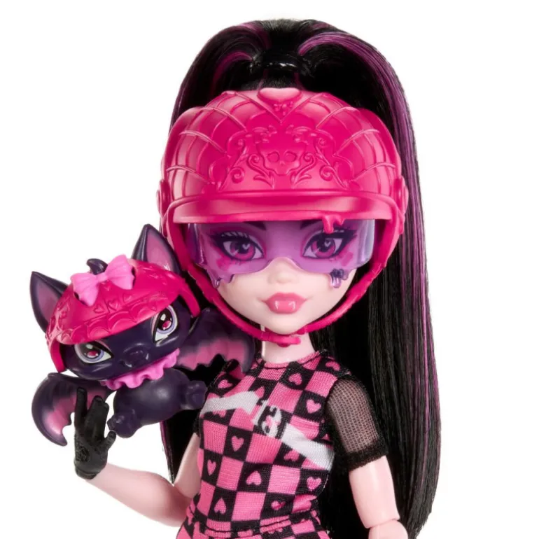 Monster High Draculaura con Moto Vampirística y Mascota