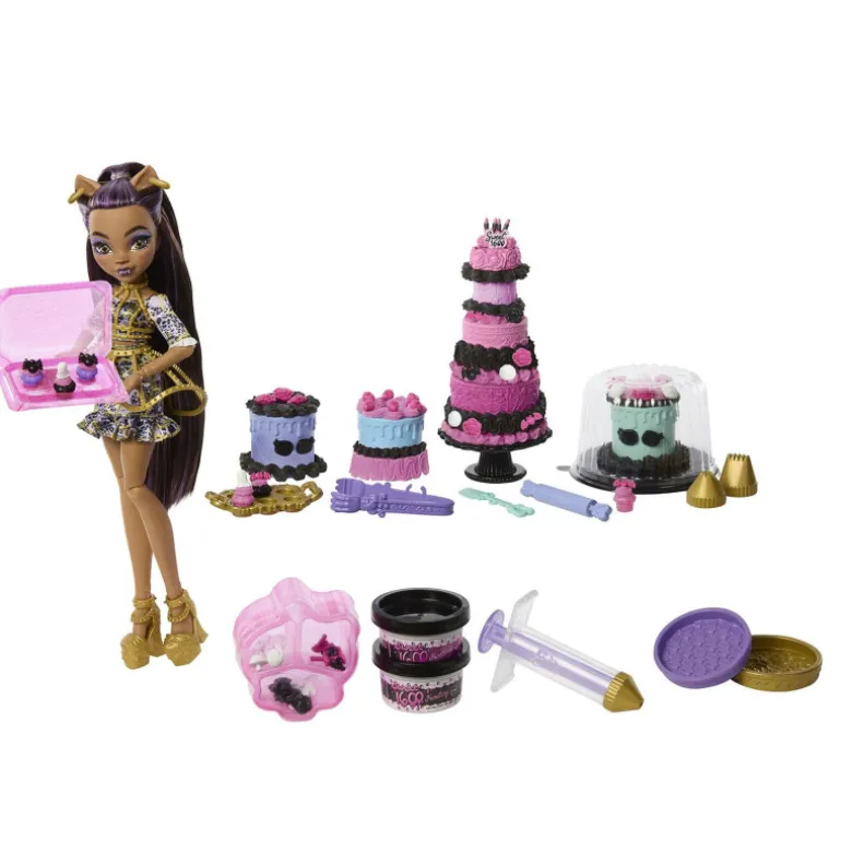 Monster High Kit de Pastelería de la Colección Cumplespantos de con Muñeca Clawdeen Wolf