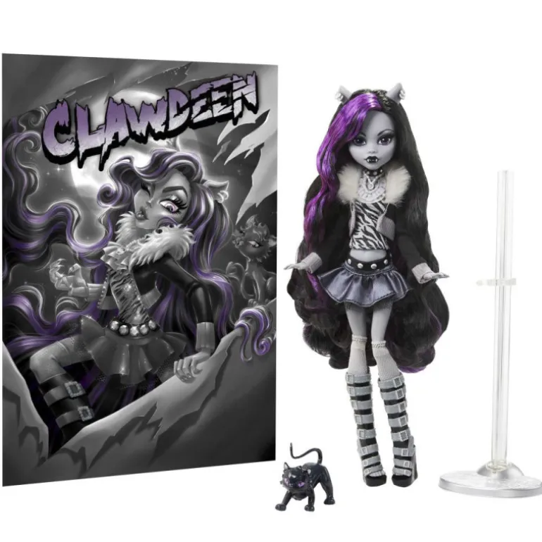 Monster High Muñeca Clawdeen Wolf en Blanco y Negro con Pósteres