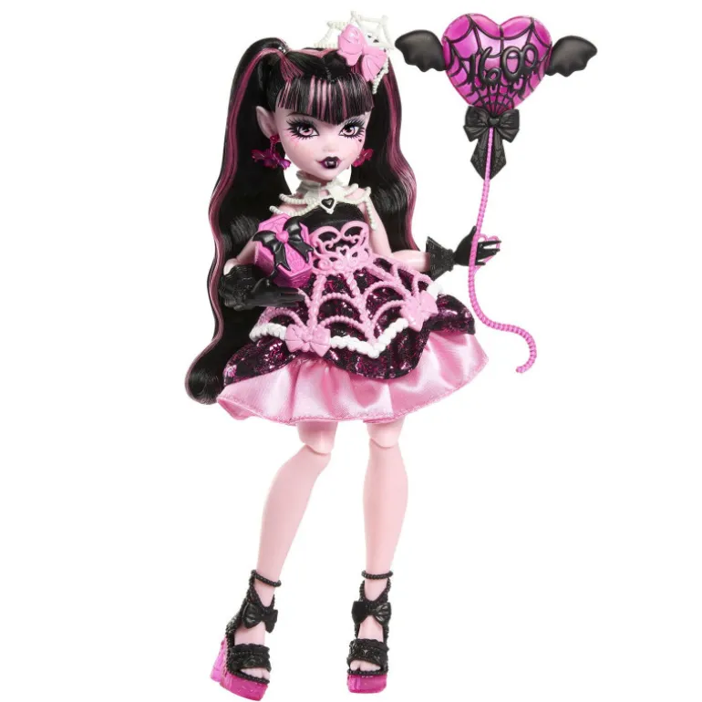 Monster High Muñeca Draculaura de la Colección Cumplespantos con Vestido de Fiesta