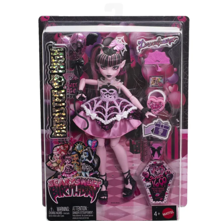 Monster High Muñeca Draculaura de la Colección Cumplespantos con Vestido de Fiesta