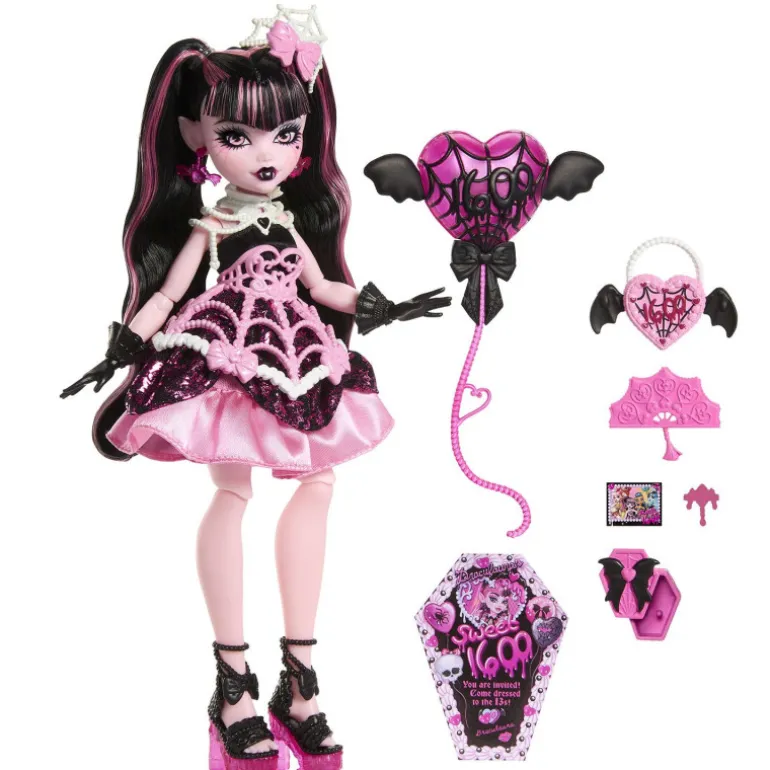 Monster High Muñeca Draculaura de la Colección Cumplespantos con Vestido de Fiesta