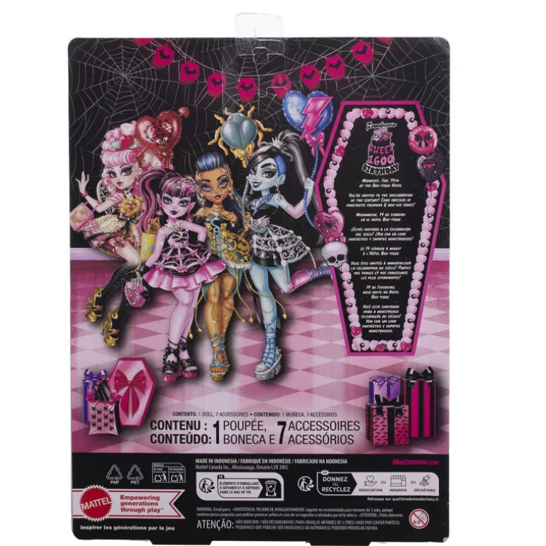 Monster High Muñeca Draculaura de la Colección Cumplespantos con Vestido de Fiesta