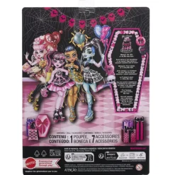 Monster High Muñeca Frankie Stein de la Colección Cumplespantos con Vestido de Fiesta Negro