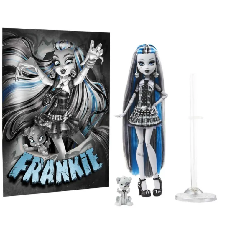 Monster High Muñeca Frankie Stein en Blanco y Negro con Pósteres