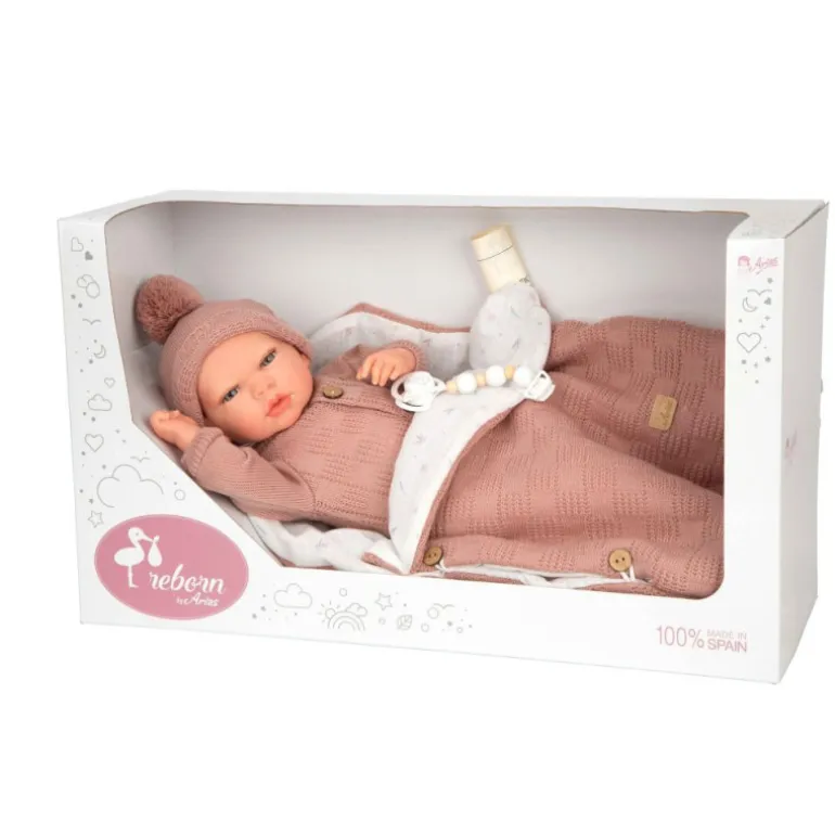 Mueñcas Arias Reborn Elba Rosa con Saco de Dormir 40 cm