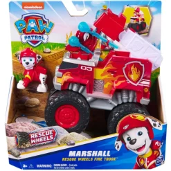 Paw Patrol Camión de Bomberos Rescue Wheels Firetruck y Figura de Marshall