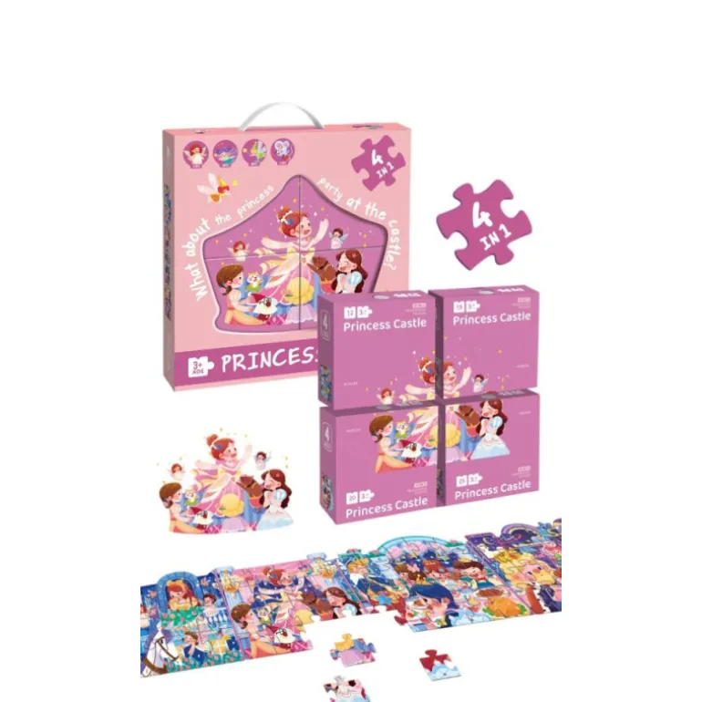 Puzzle Progresivo 73 Piezas Princesas 4 en 1