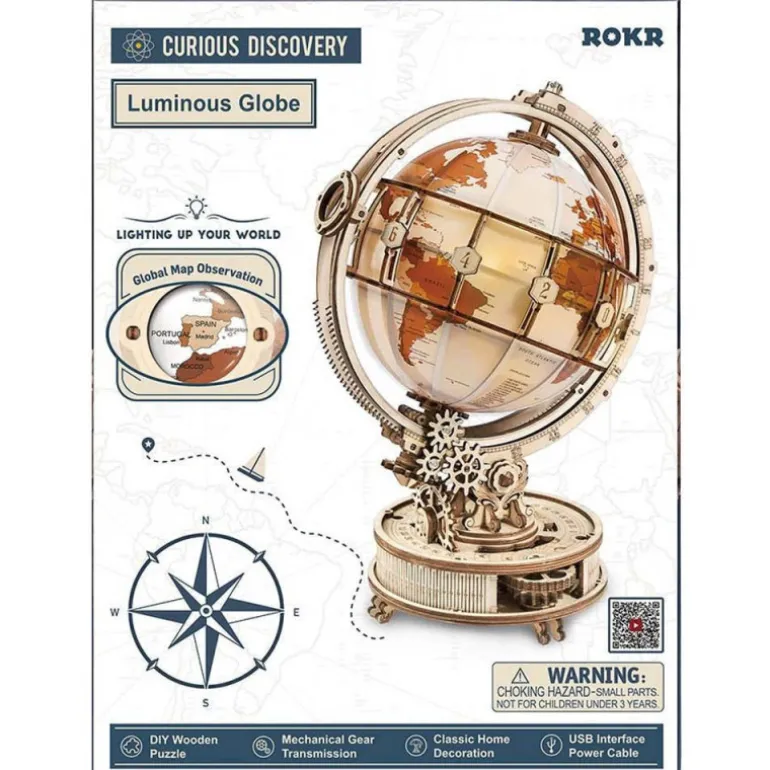 Robotime Globo Luminoso Maqueta de Madera