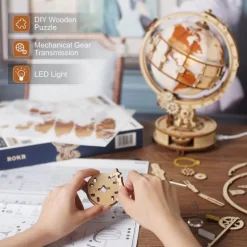 Robotime Globo Luminoso Maqueta de Madera