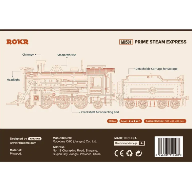 Robotime Prime Tren de Vapor Maqueta de Madera