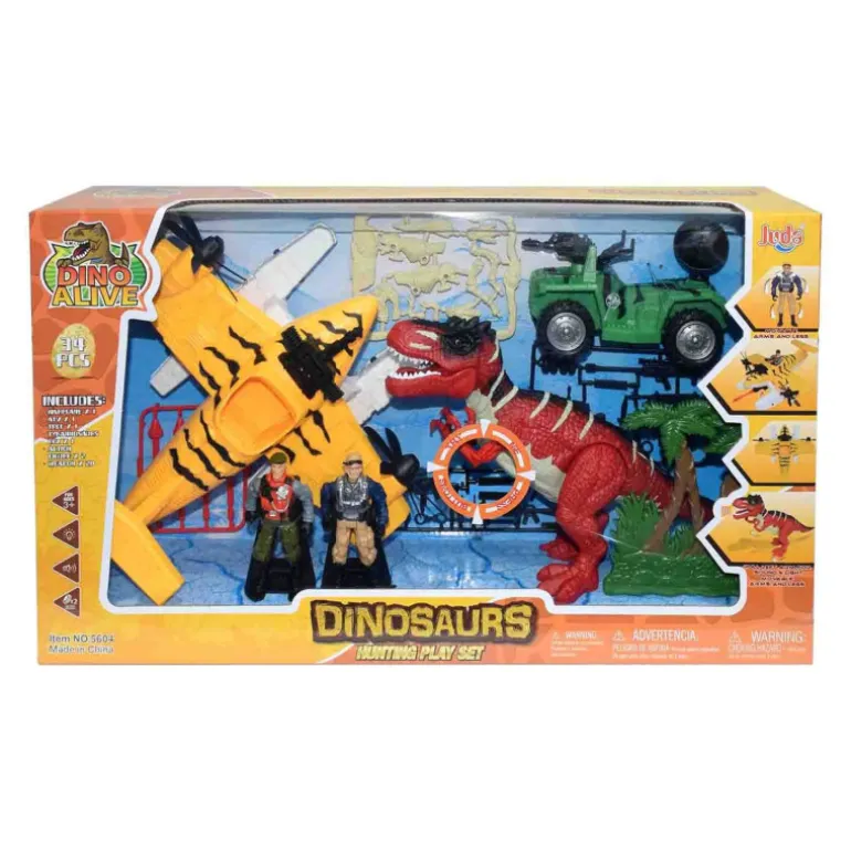 Set de Dinosaurio con Avión y Jeep