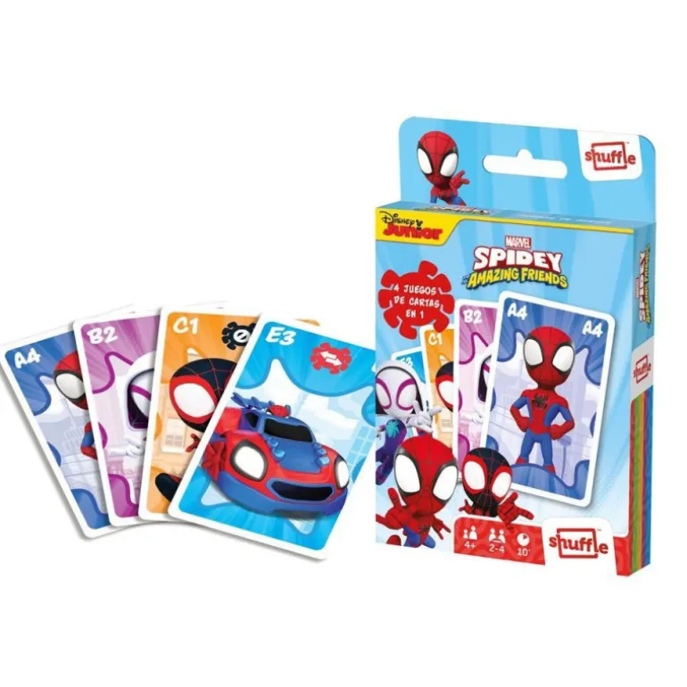 Shuffle Spidey And His Amazing Friends 4 Juegos de Cartas en 1